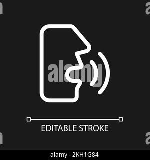 Speech recognition pixel perfect white linear ui icon for dark theme Stock Vector