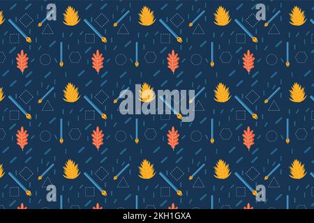 Endless school backdrop pattern design with pen and leaf icons. Repeating educational pattern design for backdrops, wallpapers, and book covers. Seaml Stock Vector