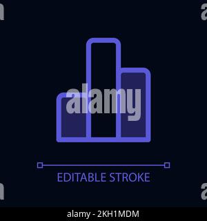 Column graph pixel perfect glassmorphism ui icon for dark theme Stock Vector