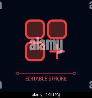 Menu with add option pixel perfect glassmorphism ui icon for dark theme Stock Vector