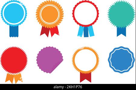 Round paper badge set. Color rosette emblem Stock Vector