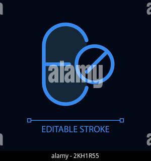Stop taking medication pixel perfect glassmorphism ui icon for dark theme Stock Vector