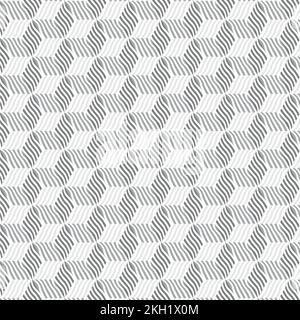 Grey Cube Seamless Texture with waves Stock Vector