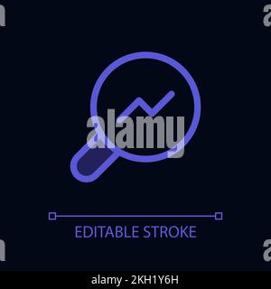 Analytic tool pixel perfect glassmorphism ui icon for dark theme Stock Vector