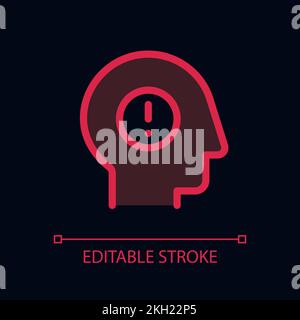 Mental health issues pixel perfect glassmorphism ui icon for dark theme Stock Vector