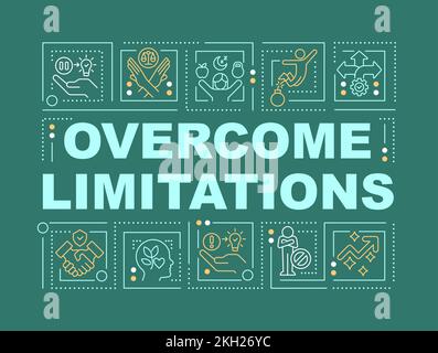 Overcoming limitations word concepts dark green banner Stock Vector