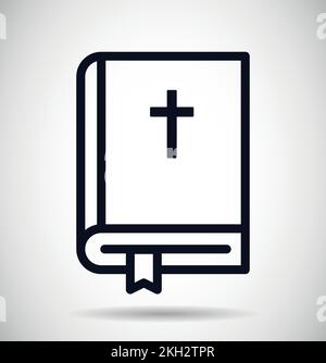 Bible and scripture symbol book with cross line art vector icon Stock Vector