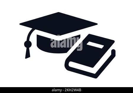 Square academic cap or mortarboard with book symbol graduate cap for education graduation and knowledge vector icon Stock Vector