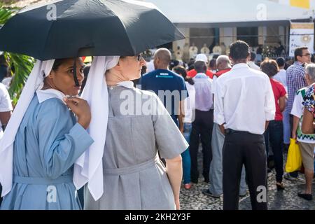 Salvador, Bahia, Brazil - May 26, 2016: Nuns and Catholics are attending the Corpus Christ day mass in the city of Salvador, Bahia. Stock Photo