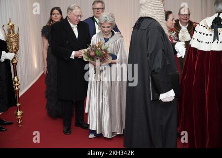 The Duke and Duchess of Gloucester, attend a banquet at the Guildhall in London, given by the Lord Mayor and City of London Corporation, during his state visit to the UK. Picture date: Wednesday November 23, 2022. Stock Photo