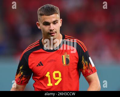 Al Rayyan, Qatar. 23rd Nov, 2022. Leander Dendoncker of Belgium during the FIFA World Cup 2022 match at Ahmad bin Ali Stadium, Al Rayyan. Picture credit should read: David Klein/Sportimage Credit: Sportimage/Alamy Live News Stock Photo