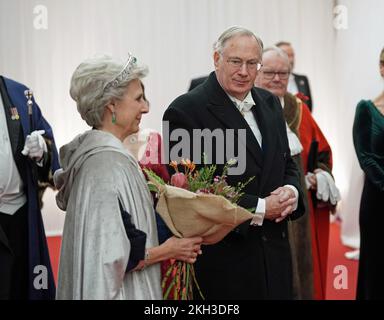 The Duke and Duchess of Gloucester, attend a banquet at the Guildhall in London, given by the Lord Mayor and City of London Corporation, during his state visit to the UK. Picture date: Wednesday November 23, 2022. Stock Photo