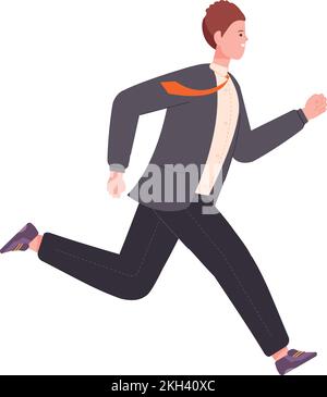Man hurrying late for work. Deadline symbol. Running person isolated on white background Stock Vector
