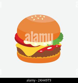 Hamburger icon isolated. Fast Food Concept. Stock Vector