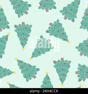 Merry Christmas background pattern template illustration. Christmas tree, pine pattern seamless on new year Stock Vector