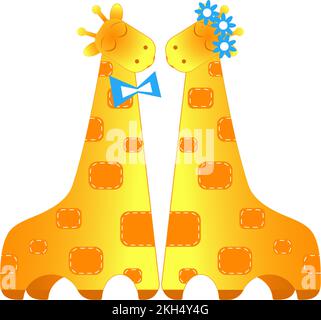 two giraffes in love. vector. isolate Stock Vector