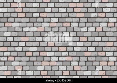 medieval grey color brick wall front view Stock Vector