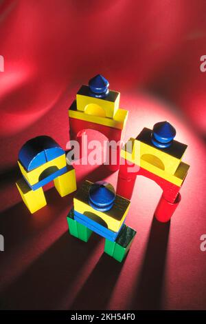 Toy Wooden Blocks on Warm Background Stock Photo