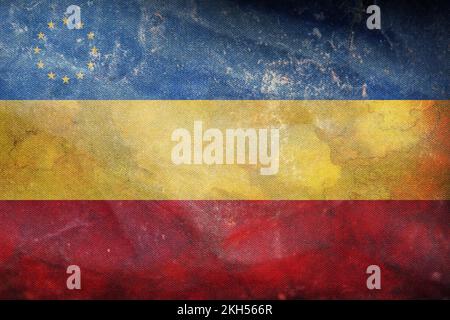 retro flag of Daco Romance peoples Serbian Romanians with grunge texture. flag representing ethnic group or culture, regional authorities. no flagpole Stock Photo