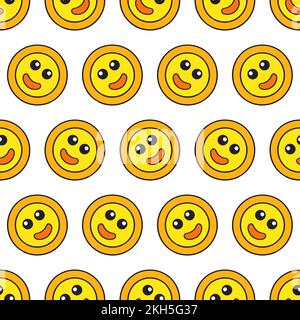 A set of cartoon yellow emoticons isolated on white background Stock Vector