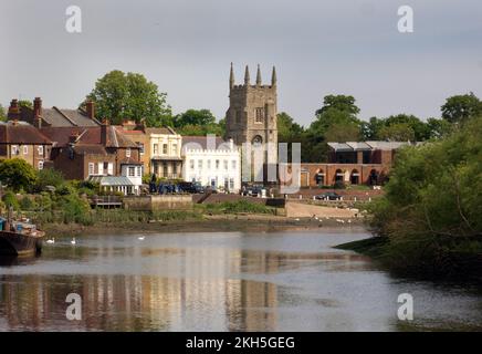 Old Isleworth and All Saints Church on the River Thames, Twickenham, Hounslow, London, England Stock Photo