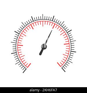 Round measuring scale with two charts anr arrow. 360 degree gauge template of pressure meter, manometer, barometer, speedometer tool interface isolated on white background. Vector graphic illustration Stock Vector