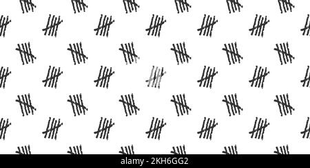 Charcoal tally marks seamless pattern. Number 5 day counting signs background. Scrapbooking or wrapping paper, fabric, cloth, bedcloth design. Vector hand drawn illustration Stock Vector