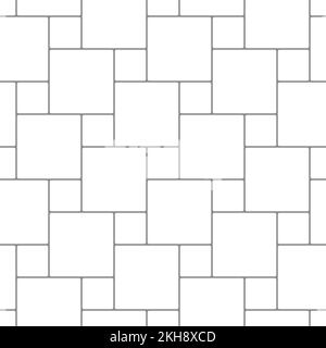 Seamless pattern of paving slabs. Large and small squares. Simple wallpaper with geometric print. Monochrome vector background. Stock Vector
