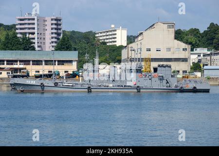 Kyoto Prefecture, Japan - July 25, 2014: Japan Maritime Self-Defense Force YO-33, YO-25 class yard oiler. Stock Photo