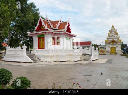 Lampang city, Thailand, November 23, 2022; Phra Putthanirarokantari Chaiwat Jaturat temple and Lampang city Pillar Shrine. Stock Photo