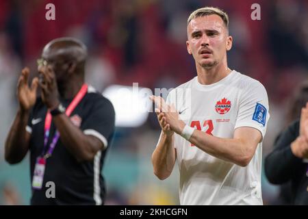 Ar Rayyan, Qatar. 24th Nov, 2022. Liam Millar of Canada during the FIFA World Cup Qatar 2022 Group F match between Belgium and Canada at Ahmad Bin Ali Stadium in Ar-Rayyan, Qatar on November 23, 2022 (Photo by Andrew Surma/ Credit: Sipa USA/Alamy Live News Stock Photo