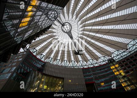 Open roof construction, Sony Center, Berlin, Germany, Europe Stock Photo