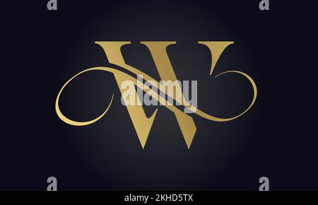 Luxury Letter W Logo Template In Gold Color. Initial Luxury W Letter Logo Design. Beautiful Logotype Design For Luxury Company Branding. Stock Vector