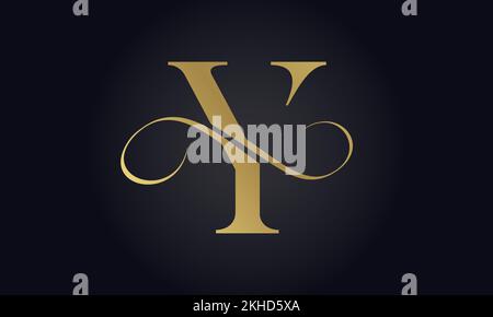 Luxury Letter Y Logo Template In Gold Color. Initial Luxury Y Letter Logo Design. Beautiful Logotype Design For Luxury Company Branding. Stock Vector