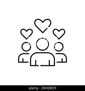 Users giving like reactions. Pixel perfect, editable stroke icon Stock Vector