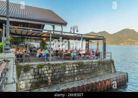 Restaurant on the lake promenade of Verbania, Lake Maggiore, Piedmont, Italy, Europe Stock Photo