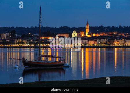 View from Angera to Arona, Lake Maggiore, Piedmont, Italy, Europe Stock Photo