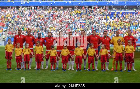 Samara, Russia – June 21, 2018. National team of Denmark before FIFA World Cup 2018 Denmark vs Australia (1-1) Stock Photo