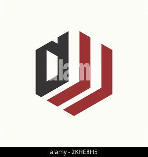 letter or word DW font 3D shape on hexagon image graphic icon logo design abstract concept vector stock initial or monogram Stock Vector