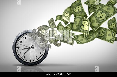 Time Is Money as an aphorism or business advice for saving wealth or losing equity and depreciation or Depreciable Assets and hourly wage concept as a Stock Photo