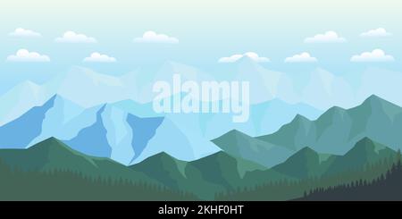 flat design mountains landscape background illustration Stock Vector
