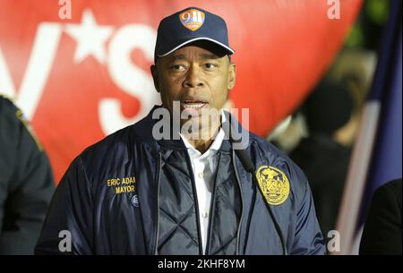 United Nations, New York, USA, November 23, 2022 - New York City Mayor Eric Adams during at a press conference on the eve of the 96th annual Macys Thanksgiving Day parade, on Manhattans Upper West Side, New York City. Photo: Luiz Rampelotto/EuropaNewswire PHOTO CREDIT MANDATORY. Stock Photo