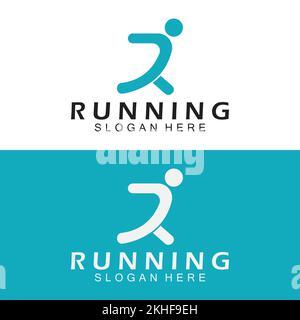 Letter R for running logo design combination letter R and people Stock Vector