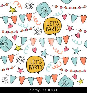FLAGS Comic Party Cartoon Holiday Seamless Pattern Vector Illustration For Print Stock Vector