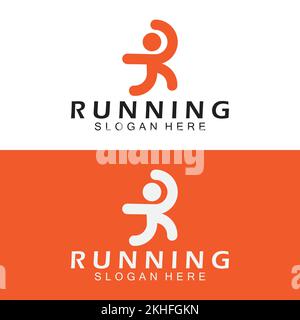 Letter R for running logo design combination letter R and people Stock Vector