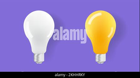 White Yellow Light Bulbs Electric Concept Illustration Background Stock Vector