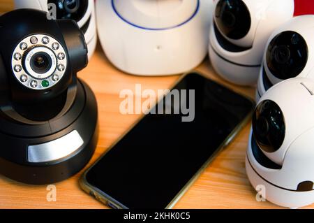 Install IP CCTV cameras or advanced technology surveillance systems. CCTV system Stock Photo