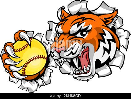 Tiger Softball Animal Sports Team Mascot Stock Vector