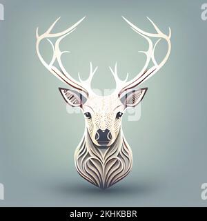 Flat Christmas Reindeer cartoon wallpaper. Modern flat design in winter Website layout design. Minimalist winter wallpapers Stock Photo