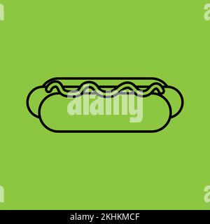 Hot Dog icon vector on green background. Vector illustration Stock Vector